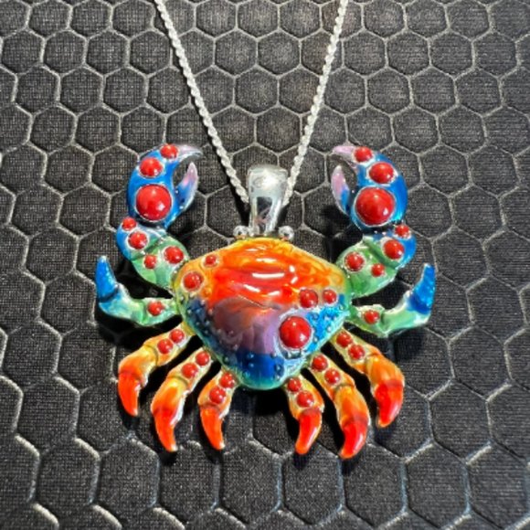 Venice By The Sea Jewelry Jewelry - Crab Necklace Multicolored Made of Sterling Silver